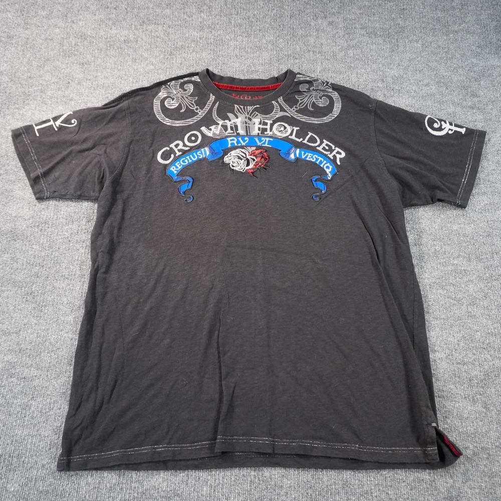 Crown Holder T-Shirt Mens 4XL Black Graphic Embroidered Streetwear RV VI Rose